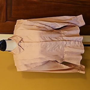 VINTAGE NICOLA BLOUSE BUTTON DOWN TOP 14 PINK 100% POLYESTER RUFFLE PLEATED 80s